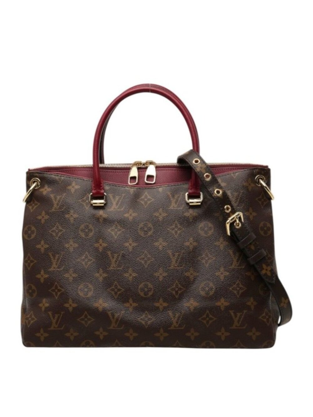 Louis Vuitton Monogram Pallas 2-Way Shoulder Bag Brown Raisin Purple Leather